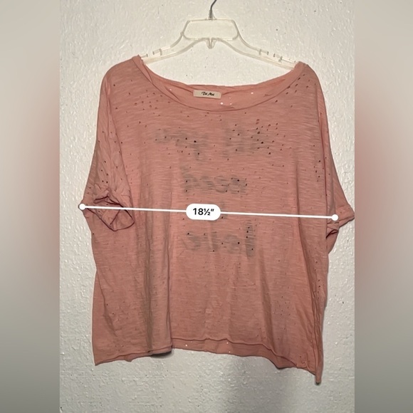 Toi Moi pink all you need is love top with holes in it as design size large - Picture 3 of 7